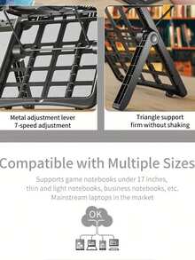 Laptop Riser Ergonomic Height Adjustable Stand | Built-In Phone Holder, Ventilated Cooling For Up To 17.3" Laptops | Compatible With Most Laptops (/HP) | Sturdy ABS Portable Space-Saving Desk Organizer For Office Home Travel