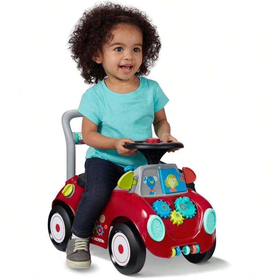 JCH-Radio Flyer Busy Buggy Sit to Stand Toddler Ride On Toy Red Ages 1-3 Years - como en la foto - Ver 1