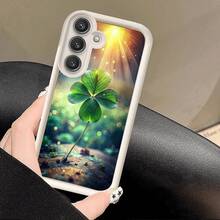 Funda de Teléfono con Patrón de Trébol de Cuatro Hojas Adecuada para Samsung Galaxy A03s/A10s/A13/A14/A15/A30/A20s/A22/A24/A25/A31/A32/A33/A34/A35/A50/A30s/A51/A52/A53/A54/A55/S20/S21/S22/S23/S24/S25/M15/M31/M34/M35/M54/M55 Funda Suave de Escalera de Ojos Celeste Clásica en Blanco y Negro de Dos Tonos Antigolpes Protección Completa Regalo de Elemento de Alta Gama a la Moda Mejor Opción - Multicolor - Ver 6