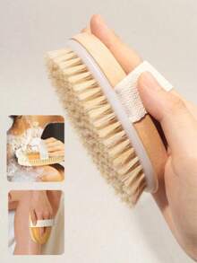 1pc Natural Bristle Body Dry Brush, Body Exfoliating Scrub Brush For Dry Skin, Promotes Blood Circulation, Prevents Ingrown Hair, Cleanses Blackheads And Cellulite, Suitable For Home Bathing Use - Multicolor - View 1