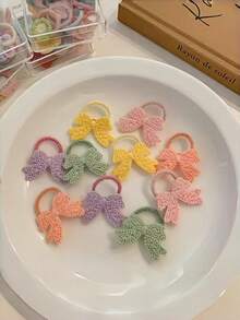10 chiếc dây buộc tóc mềm mại thêu hoa cho bé gái, dây buộc tóc mini dễ thương, nhẹ nhàng cho tóc. - Nhiều màu - Xem 7