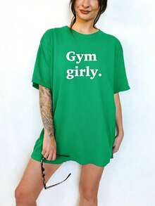 Gym Girly For Pump Cover, Funny Gym Shirt, Gym Funny, Gym Rat, Weight Lifting,  Shirt, Gym Girly-Unisex Loose - Fit Comfortable Vintage Street - Style Cotton T - Shirt Top - 綠色 - 查看 12
