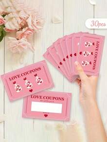 30张情人节婚礼DIY告白游戏刮刮卡，DIY婚礼派对游戏卡，生日派对互动刮刮赢游戏卡 - 粉色 - 查看 8