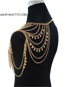 1pc Fashion Personalized Pendant, Random Quantity Tassel Chain, Versatile Street Style Punk Shoulder Strap, Sweet Cool Body Chain Design Accessory - Multicolor - View 3