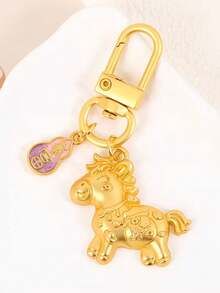 1pc 2026 New Year Of The Horse Wealth And Prosperity Keychain | Ferroalloy Horse Pendant - Instant Wealth Bag Accessory Bag Charm Purse Charm Keyring - Multicolor - View 7