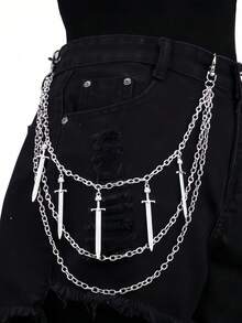 1 chiếc dây xích quần dài kiểu cổ điển, thích hợp phối cùng quần jeans, quần tây, dây xích kim loại nhiều lớp, phù hợp với phong cách đường phố, dự tiệc và hip-hop. - Nhiều màu - Xem 1