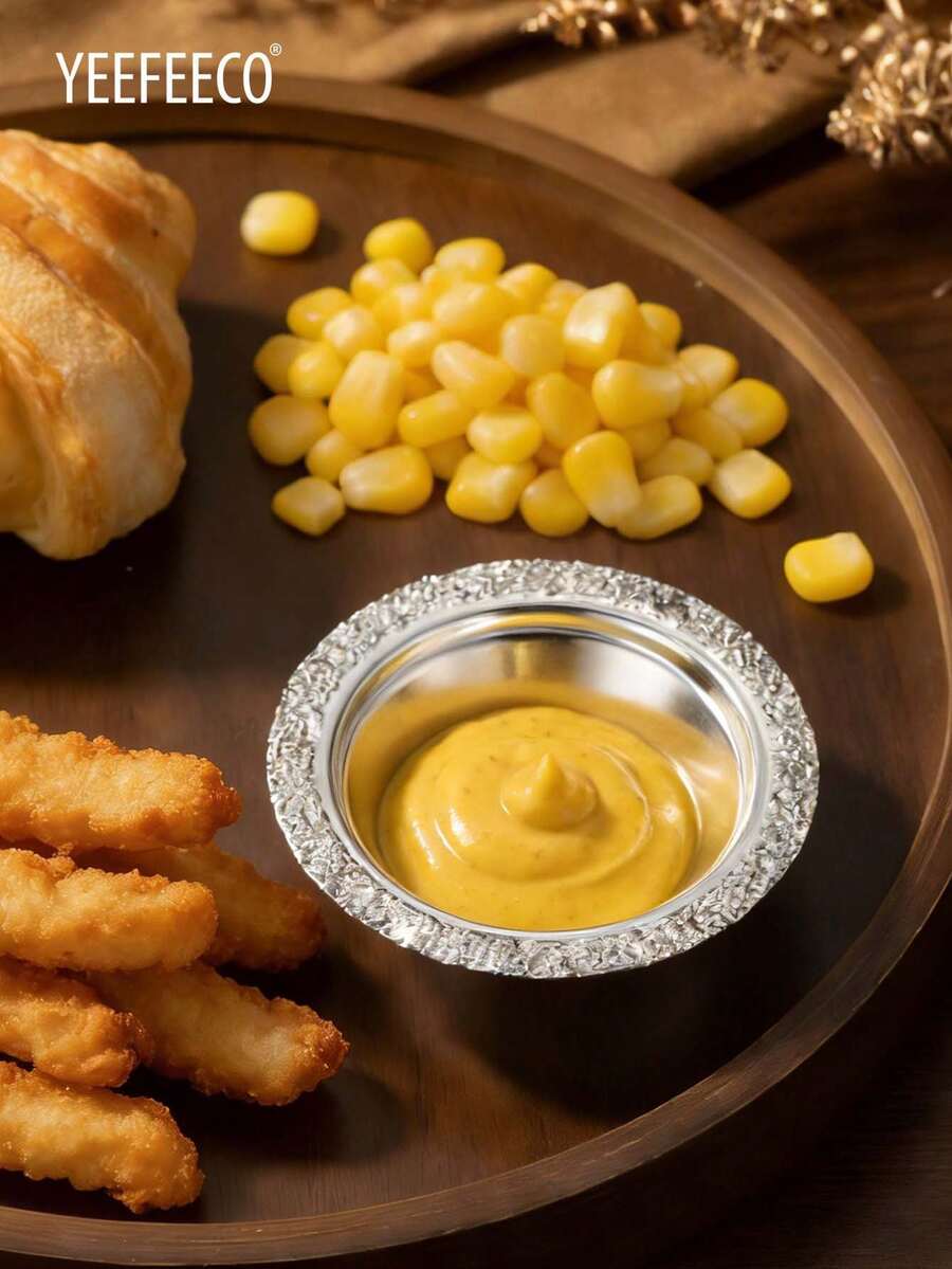 yeefeeco 1/3/6件套金边锤纹开胃菜盘、小吃盘、餐盘、配菜盘、碗、托盘、黄油碟 - 調味碗 - 查看 1