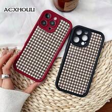 Designed For IPhone 17 16 E Pro Max 15 Plus 14 13 12 11 XS XR Brown Gingham Pattern Rugged Durable Drop-Proof Shockproof Anti-Scratch Case ,Suitable For IPhone17 Air - Coffee Brown - View 5
