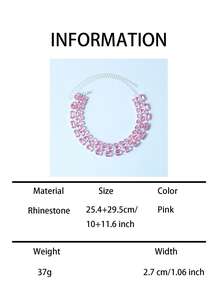 Multi-Layer Asymmetrical Diamond Necklace, Bridal Wedding Jewelry Necklace Accessory - Pink - View 5