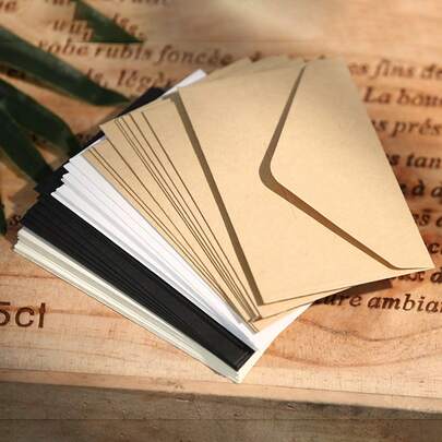 30ชิ้น ซองจดหมายขนาดเล็กกระดาษคราฟท์ สไตล์วินเทจ เหมาะสำหรับงานแต่งงาน, เบบี้ชาวเวอร์, บัตรขอบคุณ, บัตร RSVP, รูปภาพ และการ์ดของขวัญขนาดเล็ก, ของขวัญวันวาเลนไทน์