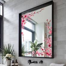Hình dán gương hoa anh đào màu hồng trang nhã - Hình dán hoa màu nước, chất liệu PVC tự dính, có thể tháo rời, dùng để trang trí gương phòng tắm, phong cách trang trí nhà cửa phương Đông tinh tế. - Hồng - Xem 4
