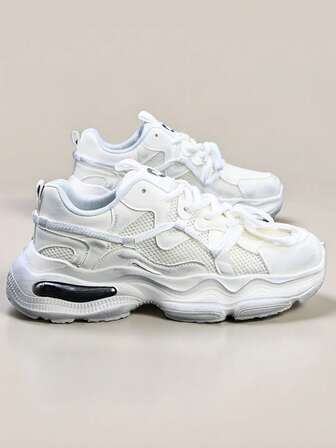 Men's Retro Chunky Sneakers, 2026 Spring New Classic Vintage Distressed Casual Sports Shoes, Fashion Versatile Comfortable Lightweight Non-Slip Low-Top Lace-Up Shoes With Air Cushion Design, Outdoor Sports Shock-Absorbing Breathable Sweat-Proof Casual Shoes For Campus, Students, Teenagers, All Seasons