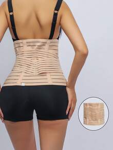 Three-Section Hook And Loop Adjustable Women's Waist And Abdominal Belt, Back Protection Belt, Correction Belt, Abdominal Girdle; Suitable For Daily Sedentary, Postpartum Recovery And Other People - Apricot - View 6