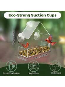 Outdoor Multi-Functional Acrylic Suction Bird Feeder - 1pcs - View 5