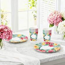 80pcs Hibiscus Themed Disposable Tableware Set, Perfect For Valentine's Day, Back-To-School Season ,Camping, Patio Barbecues, Picnitc, Bbq, Wedding, Bachelorette Party, Party And Birthday, Suitable For Party Decorations, Home Decorations, Birthday Decorations, Birthday Party Decorations, Wedding Decorations, Which Perfect Party Supplies, Bbq Supplies, Wedding Supplies, Birthday Party Supplies, Disposable Plate, Wedding Plates, Party Plates
