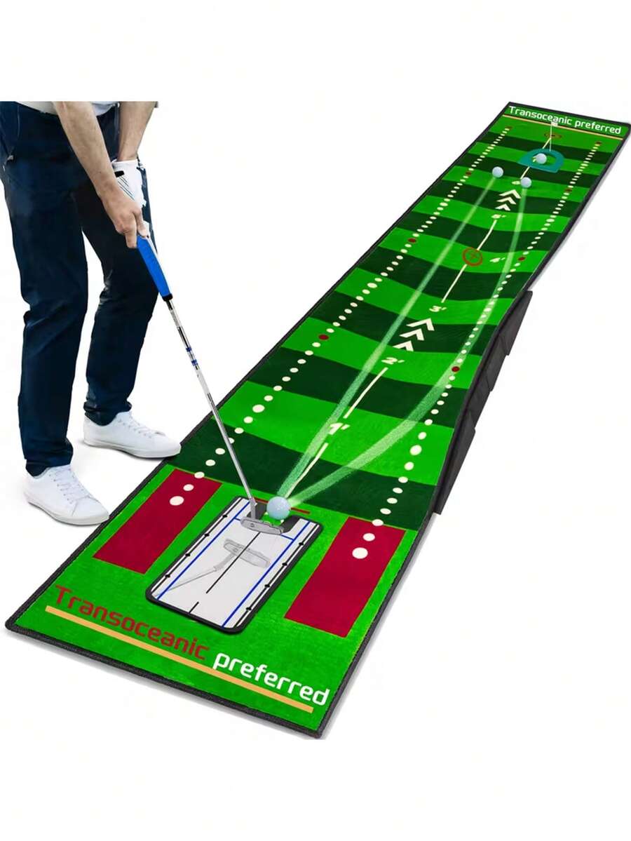 1pc Home & Office Golf Putting Mat, Plush Velvet Long Carpet Practice Pad - Multicolor - View 1