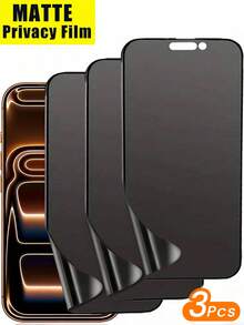 3片装磨砂隐私屏幕保护膜，兼容 17 Pro Max 6.9英寸，磨砂柔性PET材质，兼容 17 Pro Max/16 Pro Max/15 Pro/14/13/12/11 [非玻璃材质] - 防刮花、无气泡、防指纹，兼容手机壳，情人节礼物，屏幕保护必备品，适用于日常、办公、家庭使用。手机屏幕保护膜，手机配件，防窥防水防震防摔防刮花。 - 黑色 - 查看 13