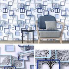 1 Roll Square Tree Self-Adhesive Wallpaper, Purple, Blue Modern 3D Wallpaper, I.E. Peel And Stick Wallpaper, Suitable For Living Room Bedroom TV Background Home Decoration Square Pattern Wallpaper Roll - Multicolor - View 15