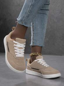 2026 New Women's Fashion Casual Shoes, Minimalist Lightweight Soft Sole Lace-Up Sneakers - Khaki - View 4