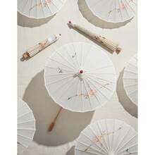 Paraguas de papel para bodas (1/2/5/10 piezas) - Mangos de madera, paraguas de papel pintados a mano, sombrillas blancas, paraguas de papel al óleo redondos chinos retro, perfectos para bodas, novias, bodas vintage, sombrillas al aire libre, sombrillas Hanfu, accesorios, fotografía y decoraciones de boda. - Beis - Ver 13