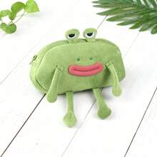 Cute Frog Plush Pencil Case - Large Capacity School And Office Storage Organizer With Vivid Eyes, Green Frog Design, Durable Fabric, Perfect For Back-To-School Essentials - Frog Bag - View 6