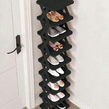 1 Set Creative 2/5/9 Tier Narrow Shoe Rack, Compact Vertical Shoe Organizer, Space-Saving Corner Shoe Shelf, DIY Independent Shoe Cabinet, Suitable For Entryway, Wardrobe, Hallway, Bathroom, Garage And Living Room, Sturdy Structure, Easy Assembly. Ideal Shoe Cabinet For Home And Student Dorms. - Multicolor - View 2