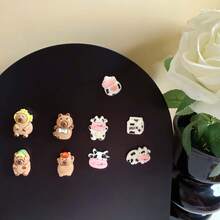 5pcs/8pcs/10pcs Cute Cartoon Cow Fridge Magnets, Oval Plastic Refrigerator Stickers And Whiteboard Decals, Suitable For Home And Office Decoration, Creative Educational Supplies, Magnetic Decorations - Multicolor - View 11
