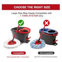 Mop Head Replacement, 3 Pack Spin Mop Refill Replace Head Compatible O Cedar Easywring 1-Tank System, Great Cleaning Power, Microfiber, Helper Housework, Machine Washable Easy-To-Replace, White - 白色 - 查看 6