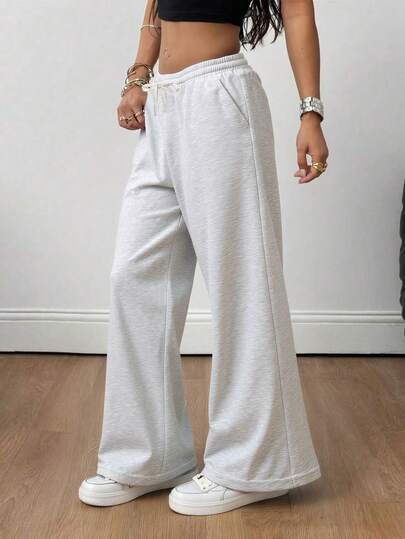 Women's Outdoor Sports Pants, Casual Straight-Leg Pants, Drawstring Elastic Waist Trousers, Suitable For Spring/Summer Outdoor, Running, Fitness, Gatherings