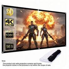 1pc 60/120 Inch Foldable Portable Projection Screen - 16:9 HD 4K Lightweight Wrinkle-Resistant Fabric, Suitable For Home Theater, Party, Office, Classroom - No Power Needed, Easy Installation, Portable Projection Screen, Movie Viewing, Modern Elegant, Durable - White - View 2