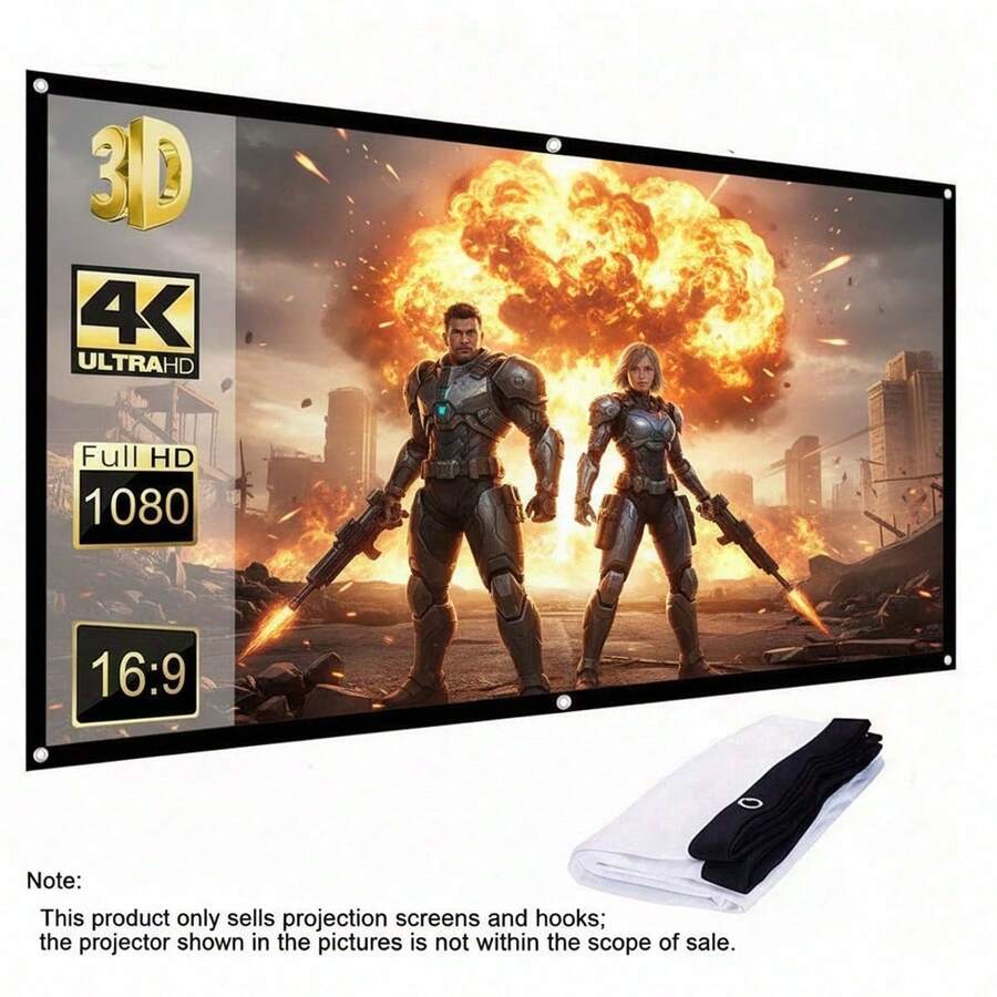 1pc 60/120 Inch Foldable Portable Projection Screen - 16:9 HD 4K Lightweight Wrinkle-Resistant Fabric, Suitable For Home Theater, Party, Office, Classroom - No Power Needed, Easy Installation, Portable Projection Screen, Movie Viewing, Modern Elegant, Durable