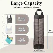 2个装垃圾袋收纳袋，塑料袋分配器，耐用可水洗垃圾袋架，清洁用品，家居工具，返校必备品，壁挂式厨房垃圾袋收纳架，圆形杂物收纳袋，厨房用品，清洁用品收纳，门后悬挂式收纳袋，带可拆卸可水洗网袋的壁挂式厨房垃圾袋架