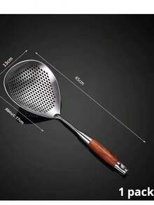 1pc Heavy Duty Stainless Steel Large Slotted Spoon, Heat Resistant Up To 662°F (300°C), Ergonomic Handle + Fine Mesh Strainer, Stylish Design - Suitable For Frying/Hot Pot/Cooking/Baking/Home/Restaurant/Mother's Day/Women's Day/Housewarming Gift - Multicolor - View 3