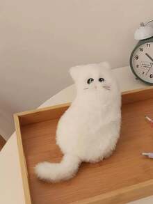 1pc Cute Cat Plush Pencil Case, Large Capacity, Creative Stationery Storage Bag, Gift, Doll Pencil Pouch