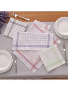 Large Checkered Kitchen Dish Towel, Absorbent Tea Towel, Soft Reusable Cleaning Cloth, Quick-Drying Dishcloth, Dishwashing Cloth - Multicolor - View 5