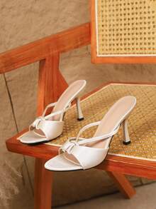 Plus Size Women's Sexy Stiletto Heel Slip-On Sandals, Casual Dressy Versatile Fashion Slippers, Elegant Party Stiletto High Heel Sandals For Women - Apricot - View 5