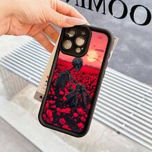 Funda de Teléfono con Patrón de Arte Misterioso de Silueta de Cráneo de Mar de Flor Roja, Serie de Escalera de Ojo de Cielo, Navidad|Navidad|Aniversario|Regalo de Moda para Cumpleaños, Agarre Cómodo, Funda Protectora Suave, Adecuada para Apple  17/17 Air/17 Pro/17 Pro Max/16/15/14/13/12/11 Series, Diseño Artístico, Regalo de Cumpleaños, Regalo de Vacaciones,  de Personalidad de Moda Simple y Divertida, Regalo de Vacaciones - Colores mixtos - Ver 11