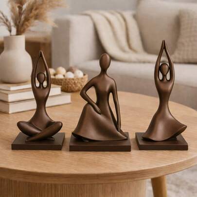 Kit 3 Esculturas Yoga Decorativas escultura abstratas modernas decoração sala quarto elegante
