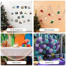 1pc Natural Color Fishing Net Decor, Suitable For Nautical, Pirate, Hawaiian, Underwater, Beach, Ocean And Mermaid Themed Parties, Natural Fishing Net Party Decoration, Home Decor, Room Decor, Wall Decor, Birthday & Graduation Gift - White - View 3