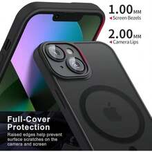 Vancle Funda para iPhone 13 Compatible con MagSafe, con 2 Piezas Protector de Pantalla de Vidrio Templado, Funda Magnética Translúcida Mate Case Carcasa para iPhone 13 (Negro) - negro - Ver 5