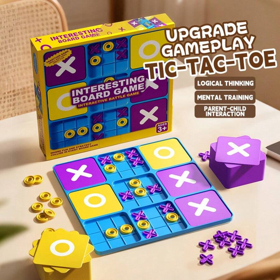 New Interactive Toy Chessboard Game, X-O Family Party Game, 2-Player Battle Mini Game, Enhancing Logic Thinking, Gift For Kids - Multicolor - View 1