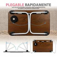 Mesa Plegable Portátil, Mesa para Laptop con Portavasos y Ranura para Tarjetas,Desk Tray Soporte Plegable para Laptop,Multifuncional Mesa Plegable para Cama/Sofa/Trabajo/Comer/Lectura/50*30(Negro),38264712 - Marrón Chocolate - Ver 5