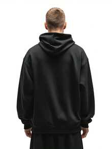 Men'S Large Size Book & Bird Wing Graphic Hooded Sweatshirt - With Open Book & Flying Bird Print, Loose Fit Casual Streetwear, Warm Winter Pullover For Everyday Comfort, Literary & Nature-Inspired Design, Autumn/Winter Seasonal Apparel - 黑色 - 查看 2