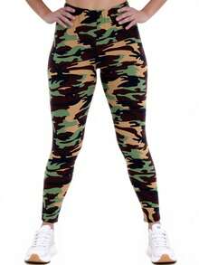 大码女式迷彩紧身裤，高弹力修身休闲运动裤，黑白配色，紧身塑形，瑜伽裤，适合居家、户外散步、购物、健身、举重等场合。 - 彩色 - 查看 9