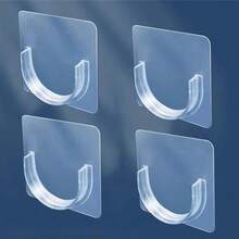 10/8/4pcs No-Drill Transparent Shower Curtain Rod Brackets, Modern ABS No-Drill Bathroom Curtain Rod Brackets - Adhesive Telescopic Rod Support Base, Strong Adhesion, Damage Free, Easy Installation With Heavy-Duty Hooks Rod Fixer, Home Bathroom Decor, Autumn Decor, Bathroom Accessories, Back To School Curtain Rod Hooks - Heavy-Duty Clip-On Curtain Rod Brackets, Door Curtain No-Drill Adhesive Brackets, Telescopic Rod Hooks - Multicolor - View 3