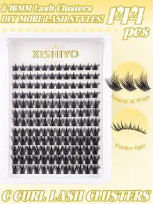 120/144/190 قطعة من عناقيد الرموش الطبيعية الخفيفة من نوع C مجعد بطول 8-16 مم لرموش الأنمي، سهلة الارتداء وقابلة لإعادة الاستخدام، مناسبة للمكياج اليومي، عناقيد الرموش، رموش مستقلة، رموش مزيفة - متعدد الألوان - مشاهدة 5