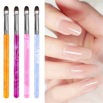 1 st. fransk vågig nagelborstepenna, för geluppbyggnad, lackmålning och teckning - fingerverktyg, ergonomisk design, vågmönster, lämplig för salong- eller hemmabruk