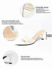 女士优雅穆勒凉鞋 - 蕾丝网面，经典尖头设计，性感收腰，宽鞋面，猫跟/细高跟/低跟，适合春夏时尚、派对、休闲、户外、旅行、职场等场合，一脚蹬，高端品质，镜面鞋面，透气蕾丝质感，简约白色鞋款 - 白色 - 查看 10