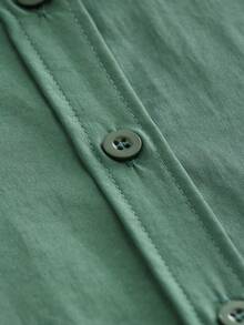 Minimalist Lapel Long Sleeve Loose Women's Shacket, Featuring Shirt Collar And Asymmetric Hem Design Spring - Bean Green - View 5