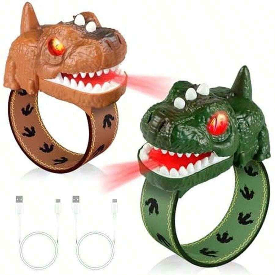 Walkie Talkies de dinosaurio para niños recargables, Walkie Talkie de muñeca con linterna, juguetes de aventura al aire camping, regalo de cumpleaños de T-Rex Dino para niños y niñas - / - Ver 1